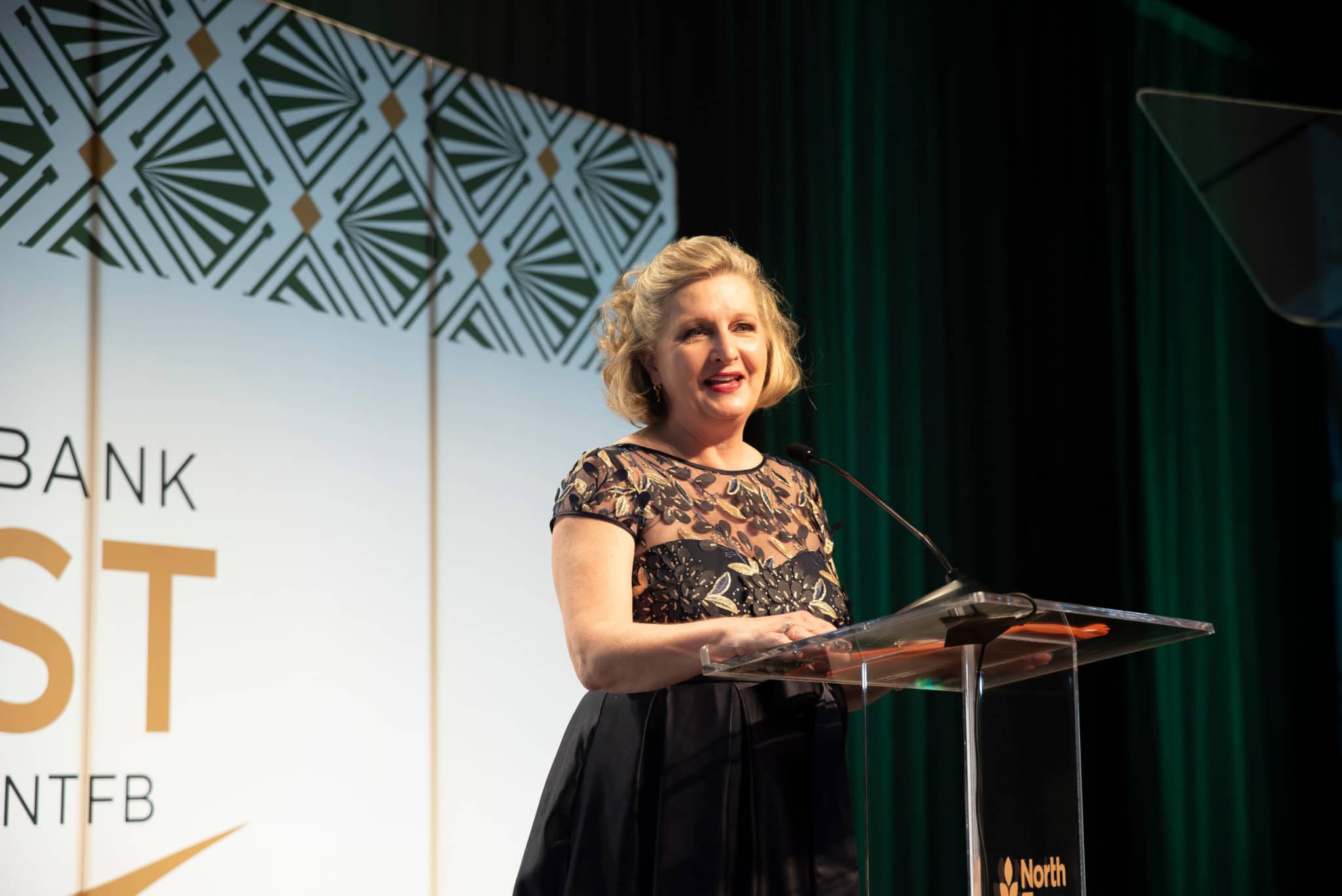 North Texas Food Bank President and CEO, Trisha Cunningham speaking at the North Texas Food Bank's Harvest event Celebrating NTFB's 40th Anniversary