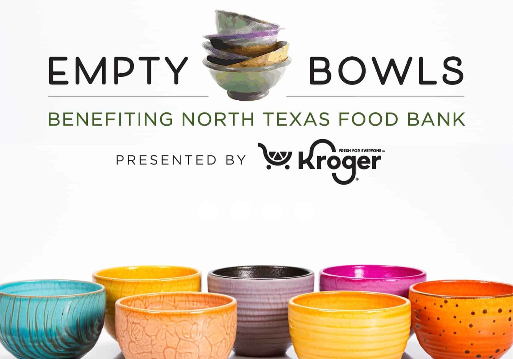 FY24 Empty Bowls Graphic Empty Bowls Event Graphic Featuring Colorful Bows. Presented by Kroger