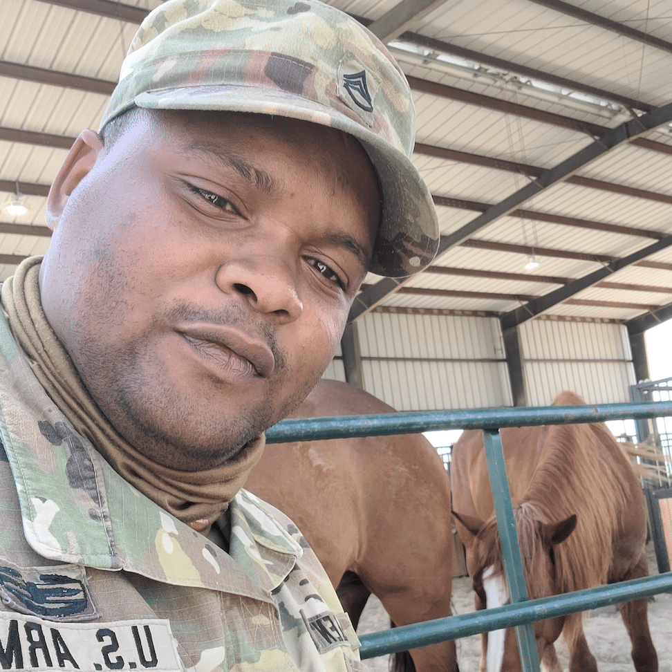 Seargent Allen Seargent Allen in his US Army uniform in front of horses